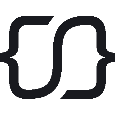 Black, overlapping curly braces facing opposite directions, resembling a stylized "S" shape.